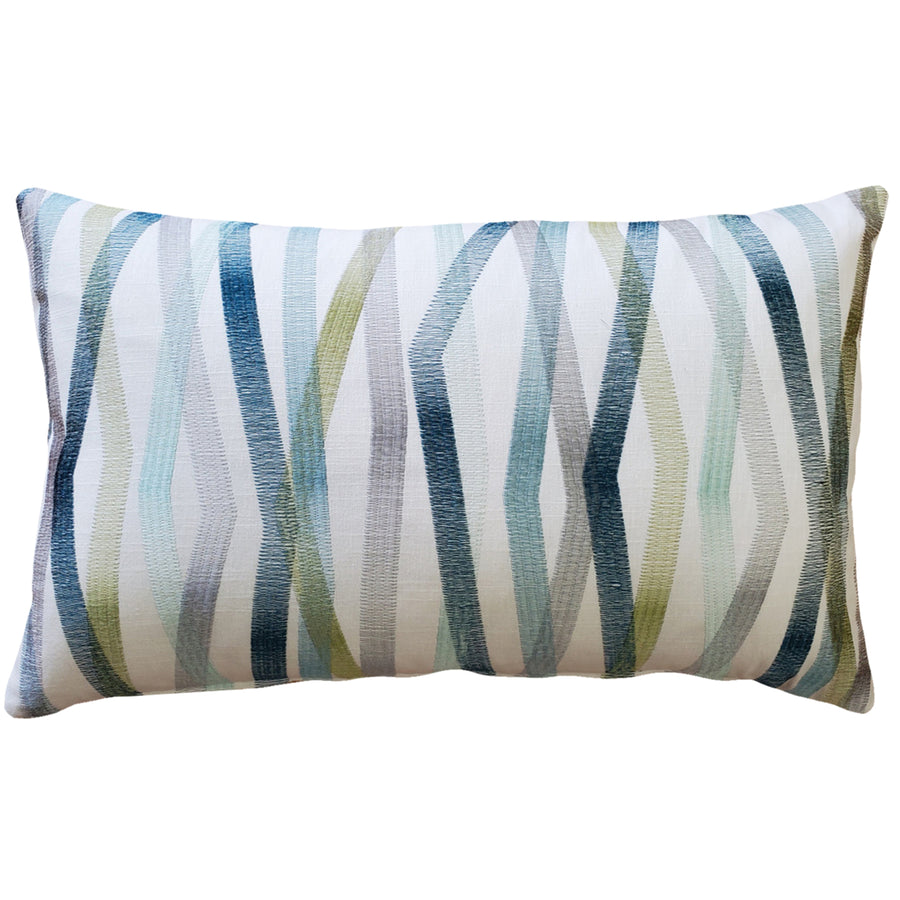Wandering Lines Deep Sea Throw Pillow 14x24 Inches Square, Complete Pillow with Polyfill Pillow Insert Image 1