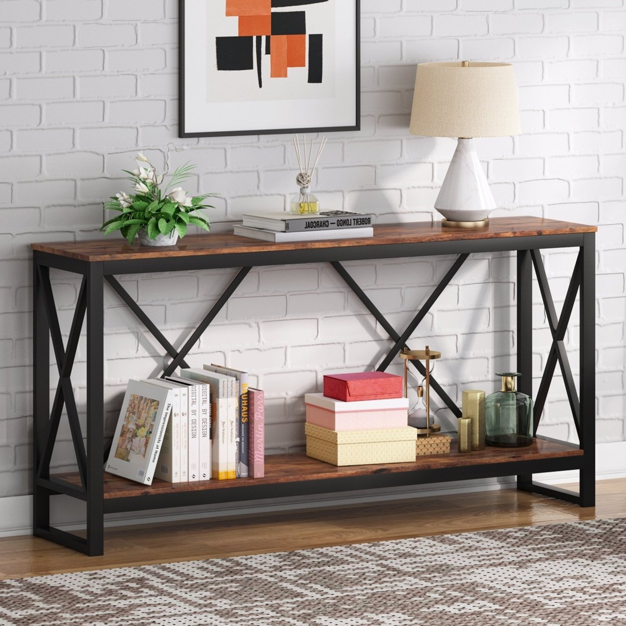 Tribesigns 70.9 inch Extra Long Sofa Table, Rustic Console Table Behind Sofa  Couch, Narrow Long Entryway Table Industrial Skinny Hallway Table for  Living Room : : Home