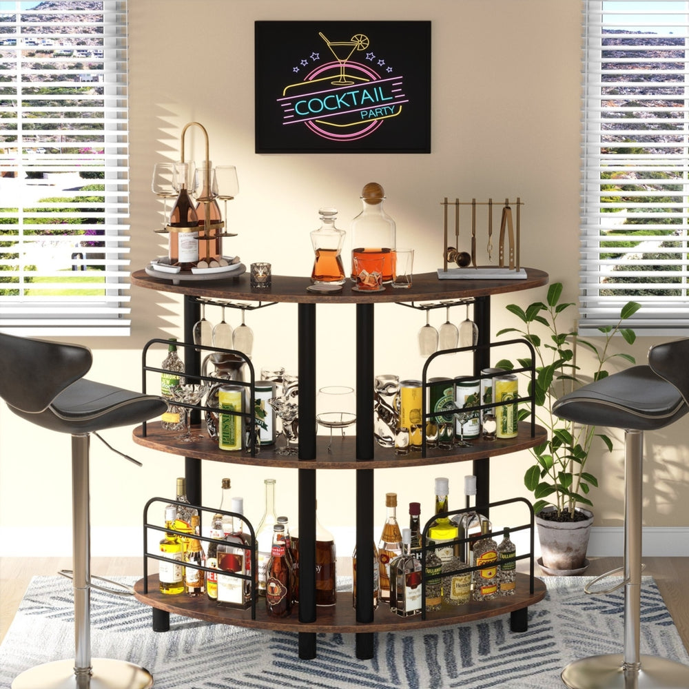 Tribesigns Bar Unit for Liquor, 3 Tier Bar Cabinet with Storage Shelves Image 2