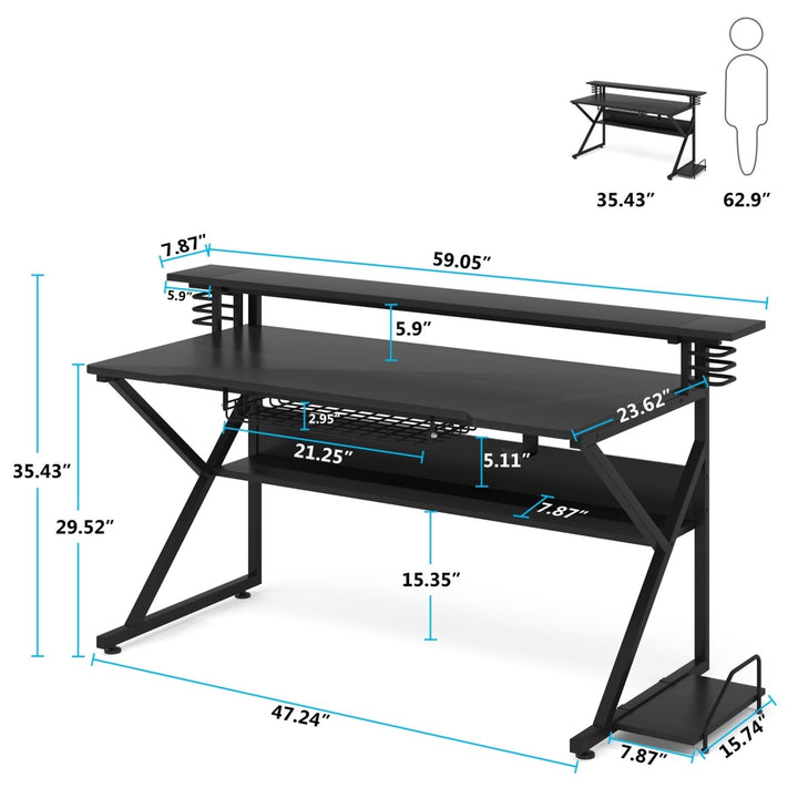 Tribesigns Gaming Desk with Storage Shelf and Monitors Shelf, 47 inches PC Computer Desk Image 8