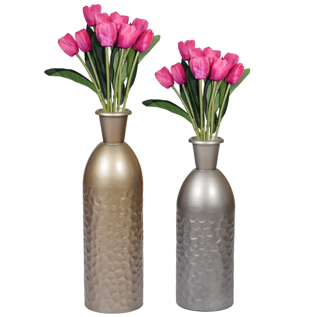 Modern Decorative Iron Hammered Tabletop Centerpiece Flower Vase Image 9