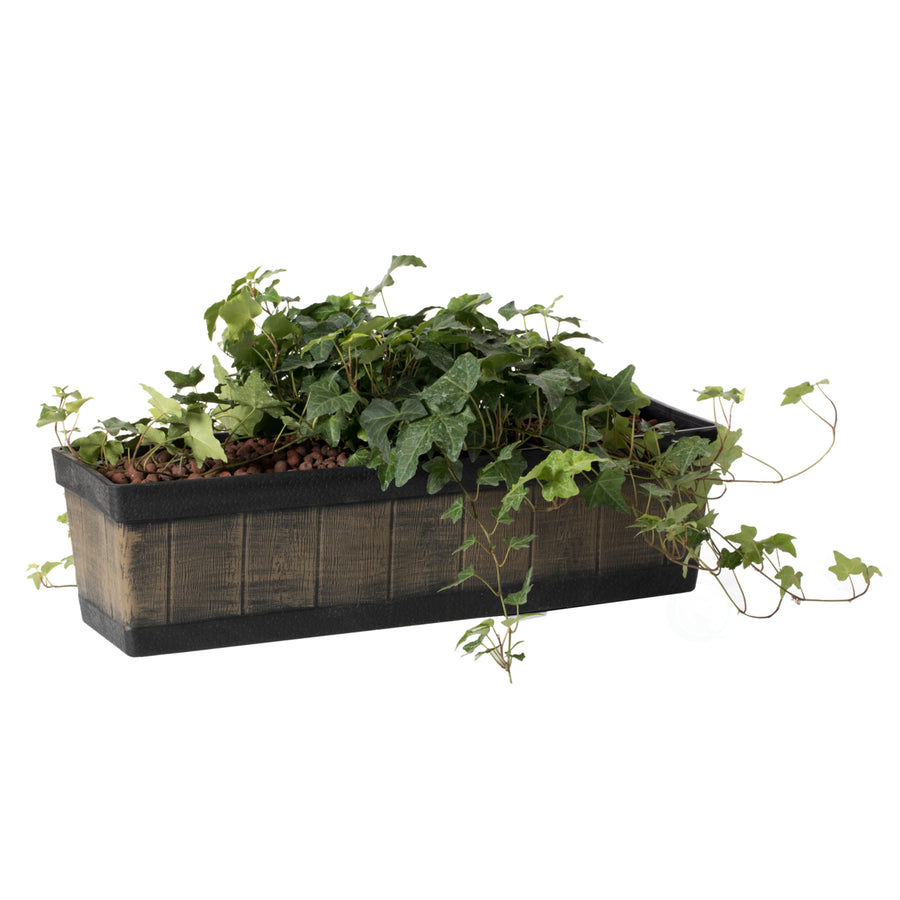 Outdoor and Indoor Rectangle Trough Plastic Planter Box, Vegetables or Flower Planting Pot, Brown Image 1