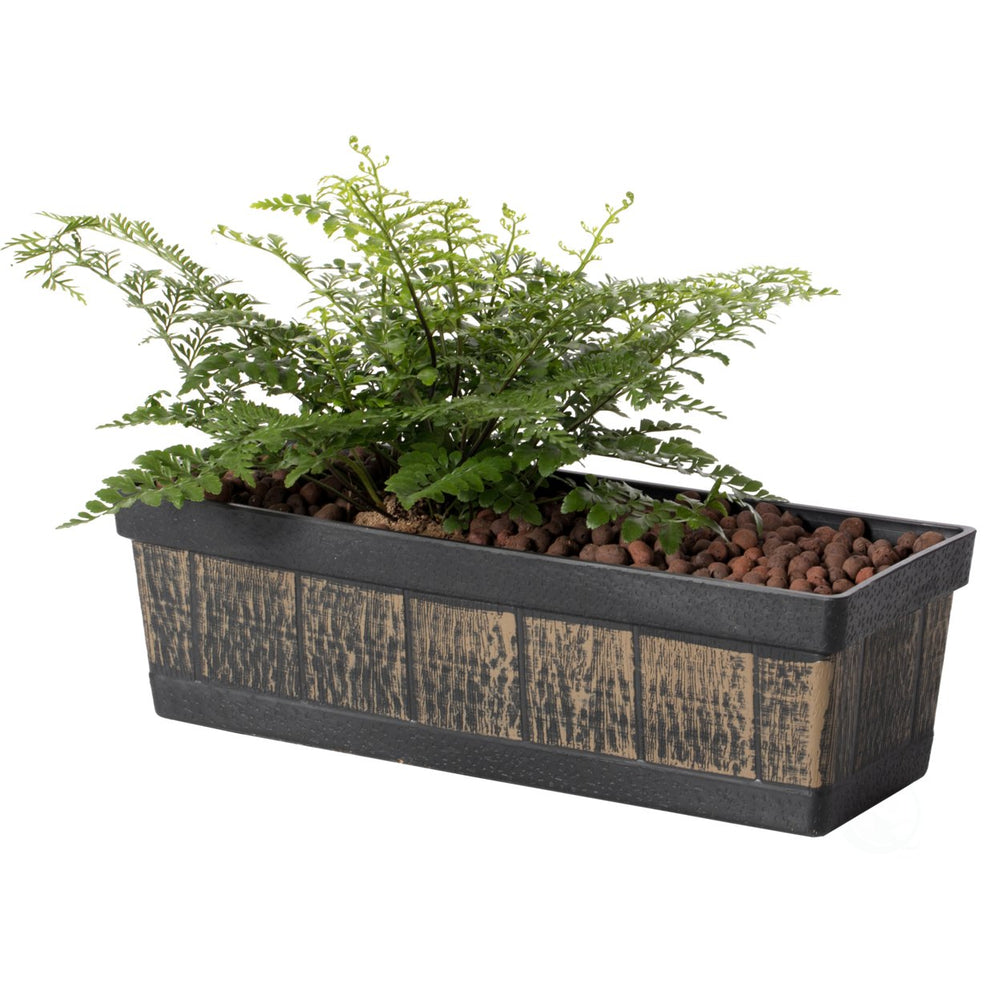 Outdoor and Indoor Rectangle Trough Plastic Planter Box, Vegetables or Flower Planting Pot, Brown Image 2