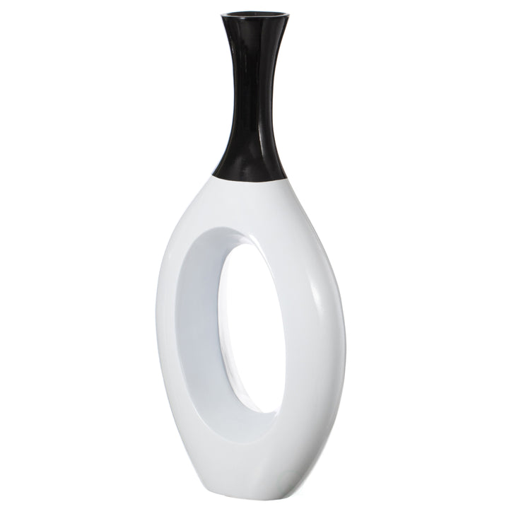 Contemporary Decorative White Floor Flower Vase with Black Neck, for Living Room, Entryway or Dining Room, 36 Inch Image 3