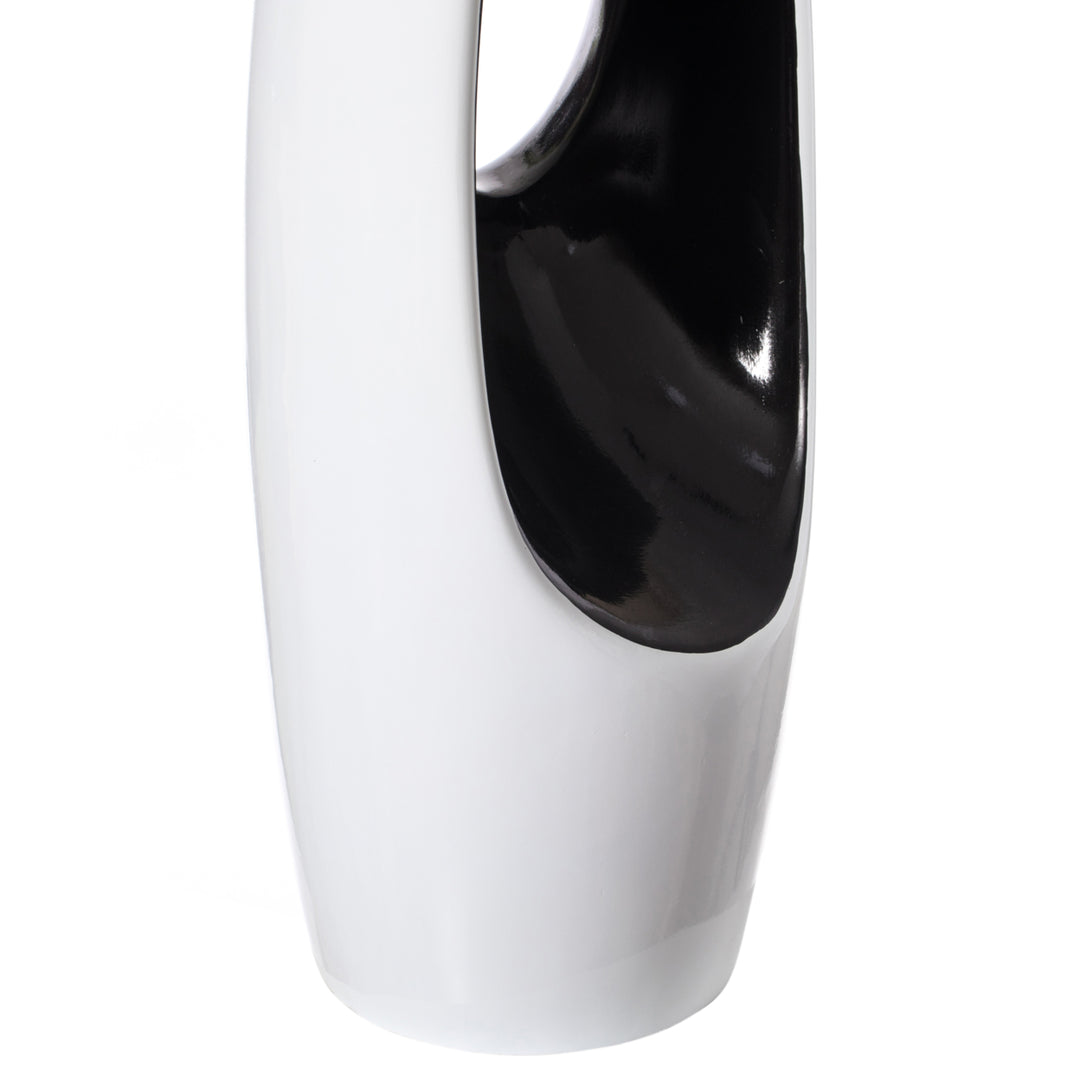 Modern Unique Design White Floor Flower Vase with Black Interior, for Living Room, Entryway or Dining Room, 43 inch Image 5