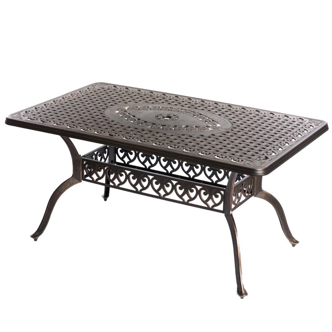 Indoor and Outdoor Bronze Dinning Set 2 Chairs with 1 Table Cast Aluminum. Image 1