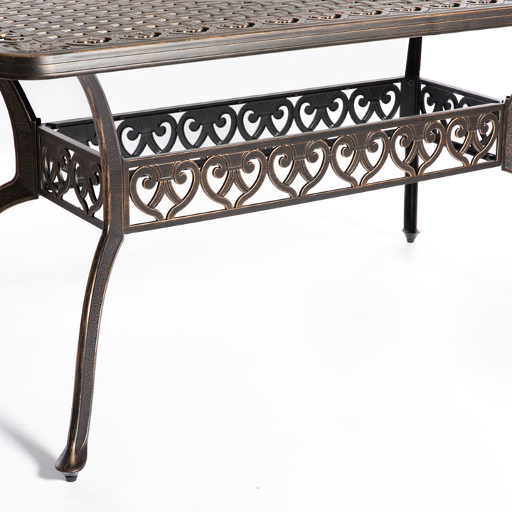 Indoor and Outdoor Bronze Dinning Set 2 Chairs with 1 Table Cast Aluminum. Image 7