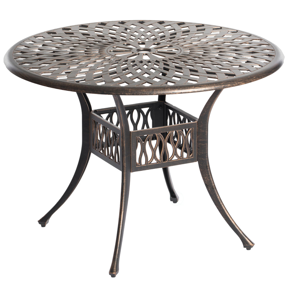 Indoor and Outdoor Bronze Dinning Set 2 Chairs with 1 Table Bistro Cast Aluminum. Image 2