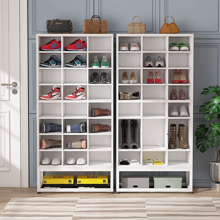 Tribesigns Shoe Storage Cabinet, 24 Pair White Shoe Rack Storage Organizer, 8-Tier Adjustable Partition Freestanding Image 3
