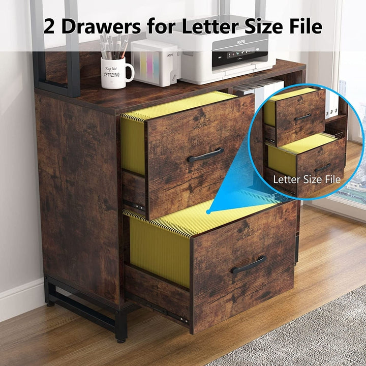 Tribesigns 2 Drawer File Cabinet for Letter Size, Vertical Filing Cabinet with Bookshelf, Large Industrial Printer Stand Image 4