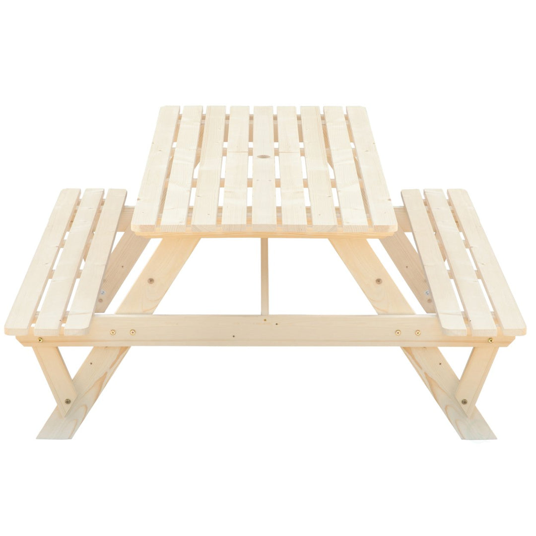 Outdoor Wooden Patio Deck Garden 6-Person Picnic Table, for Backyard, Garden Image 10