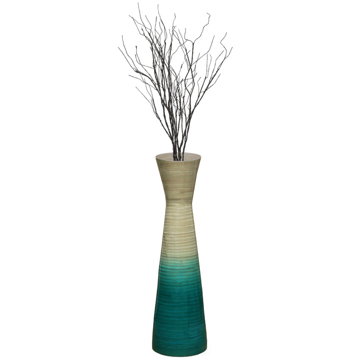Uniquewise 27" Contemporary Bamboo Floor Flower Vase Hourglass Design for Dining, Living Room, Entryway Decoration Image 8