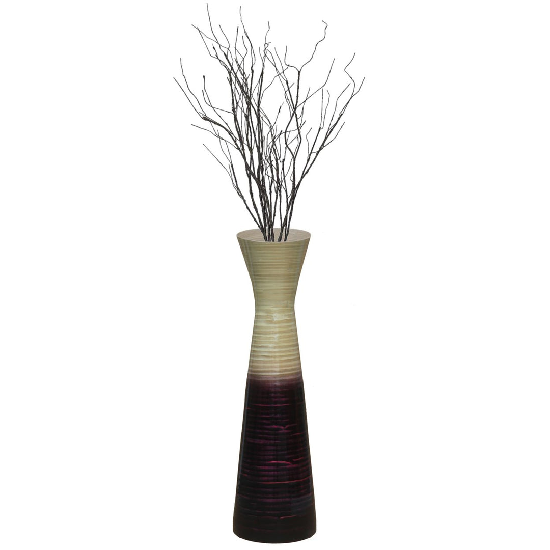 Uniquewise 27" Contemporary Bamboo Floor Flower Vase Hourglass Design for Dining, Living Room, Entryway Decoration Image 1