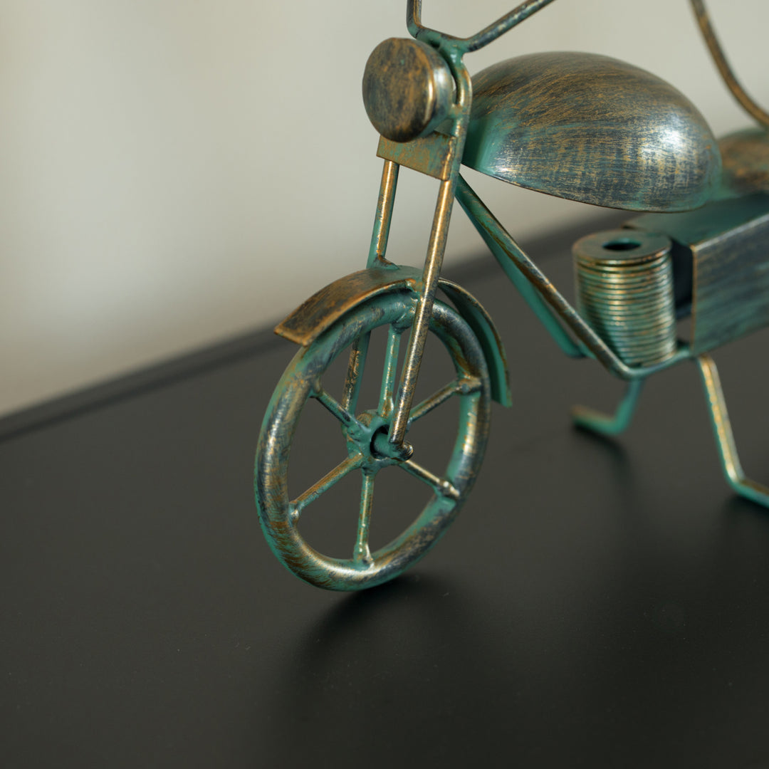 Metal Figurine Motorcycle Shaped Vintage Wine Single Bottle Holder Stand Rack Image 3