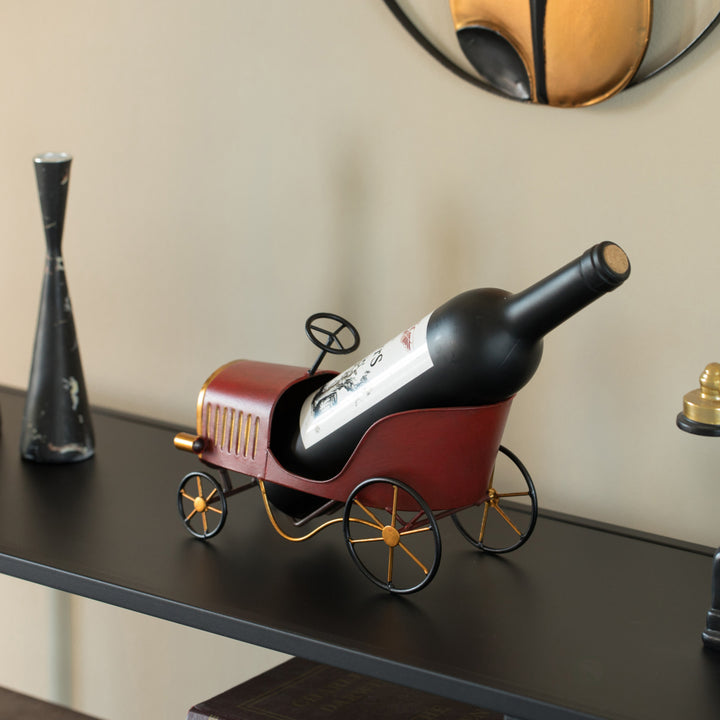Metal Figurine Car Shaped Vintage Wine Single Bottle Holder Stand Rack Image 5