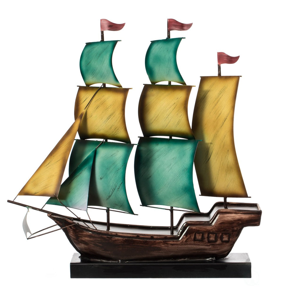 Nautical  Metal Sailboat Centerpiece Ship Decor Desktop Decoration Image 2
