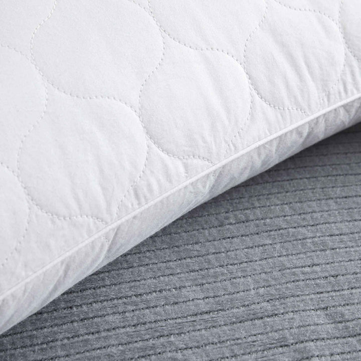 2 Pack Quilted Goose Feather and Down Pillow, Breathable Cotton Cover, Medium Support Image 6