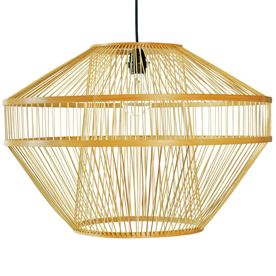 Modern Natural Bamboo Chandelier Hanging Light shade for Entryway and Living Room Image 1