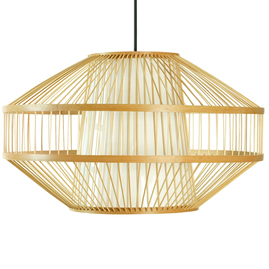 Modern Bamboo Lantern Pendant Lamp Hanging Light Shade for Entryway and Living Room Image 1
