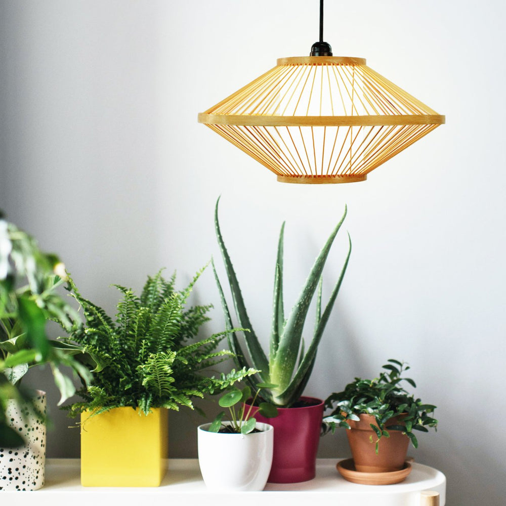 Modern Woven Bamboo Pendant Lighting Hanging Light Shade for Entryway and Living Room Image 2