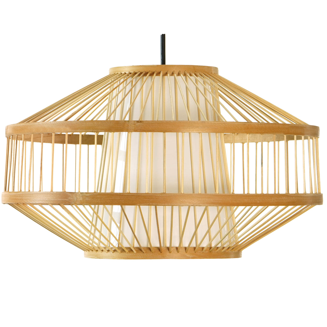 Modern Bamboo Lantern Pendant Lamp Hanging Light Shade for Entryway and Living Room Image 3