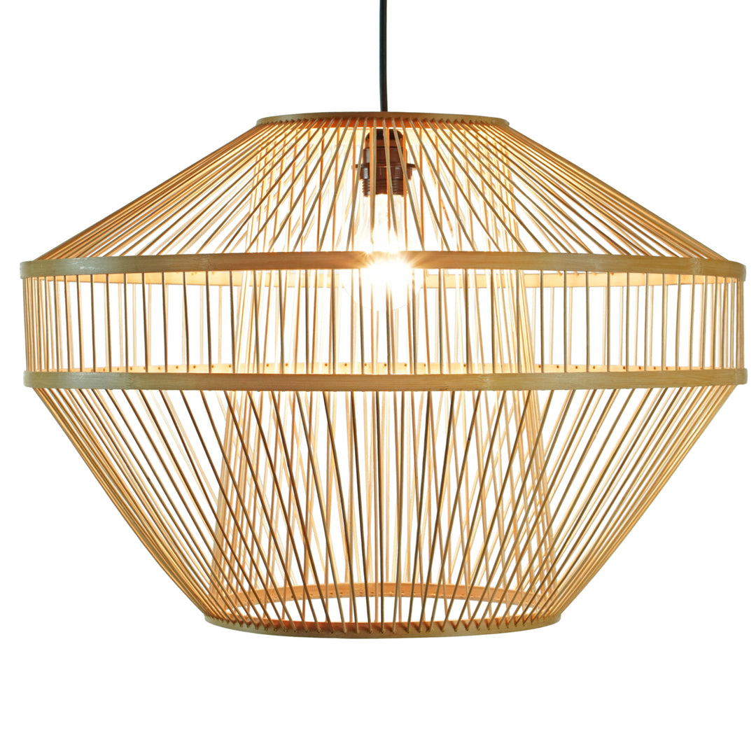Modern Natural Bamboo Chandelier Hanging Light shade for Entryway and Living Room Image 5