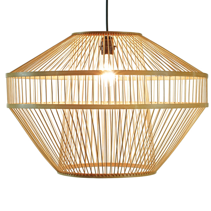 Modern Natural Bamboo Chandelier Hanging Light shade for Entryway and Living Room Image 5