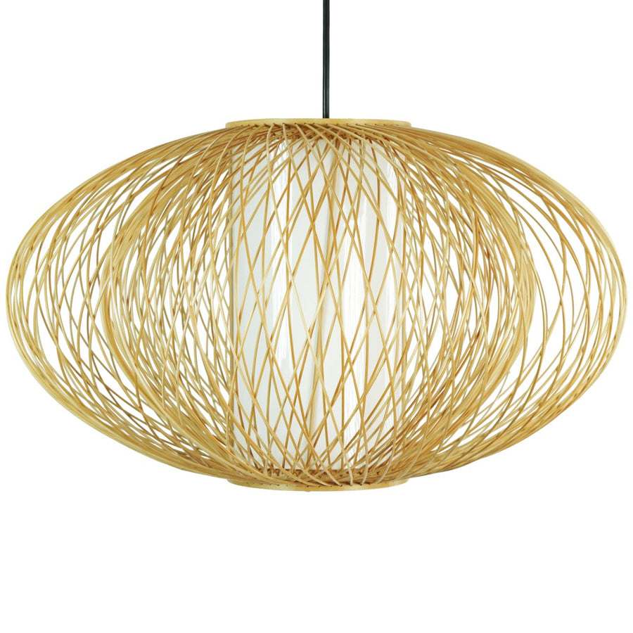 Modern Bamboo Wicker Rattan Hanging Light Shade for Living Room, Dining Room, Entryway Image 1
