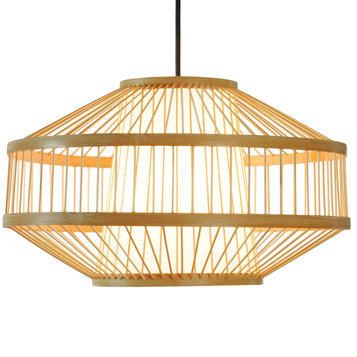 Modern Bamboo Lantern Pendant Lamp Hanging Light Shade for Entryway and Living Room Image 12