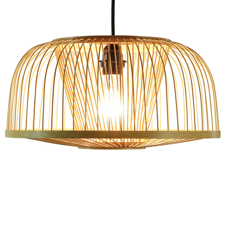 Modern Oval Bamboo Wicker Rattan Hanging Light Shade for Living Room, Dining Room, Entryway Image 5
