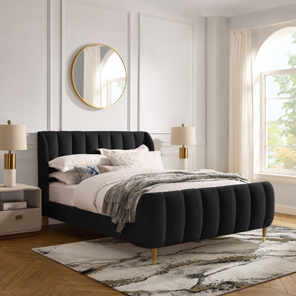 Sana Bed-Upholstered-Channel Tufted-Slats Included Image 2