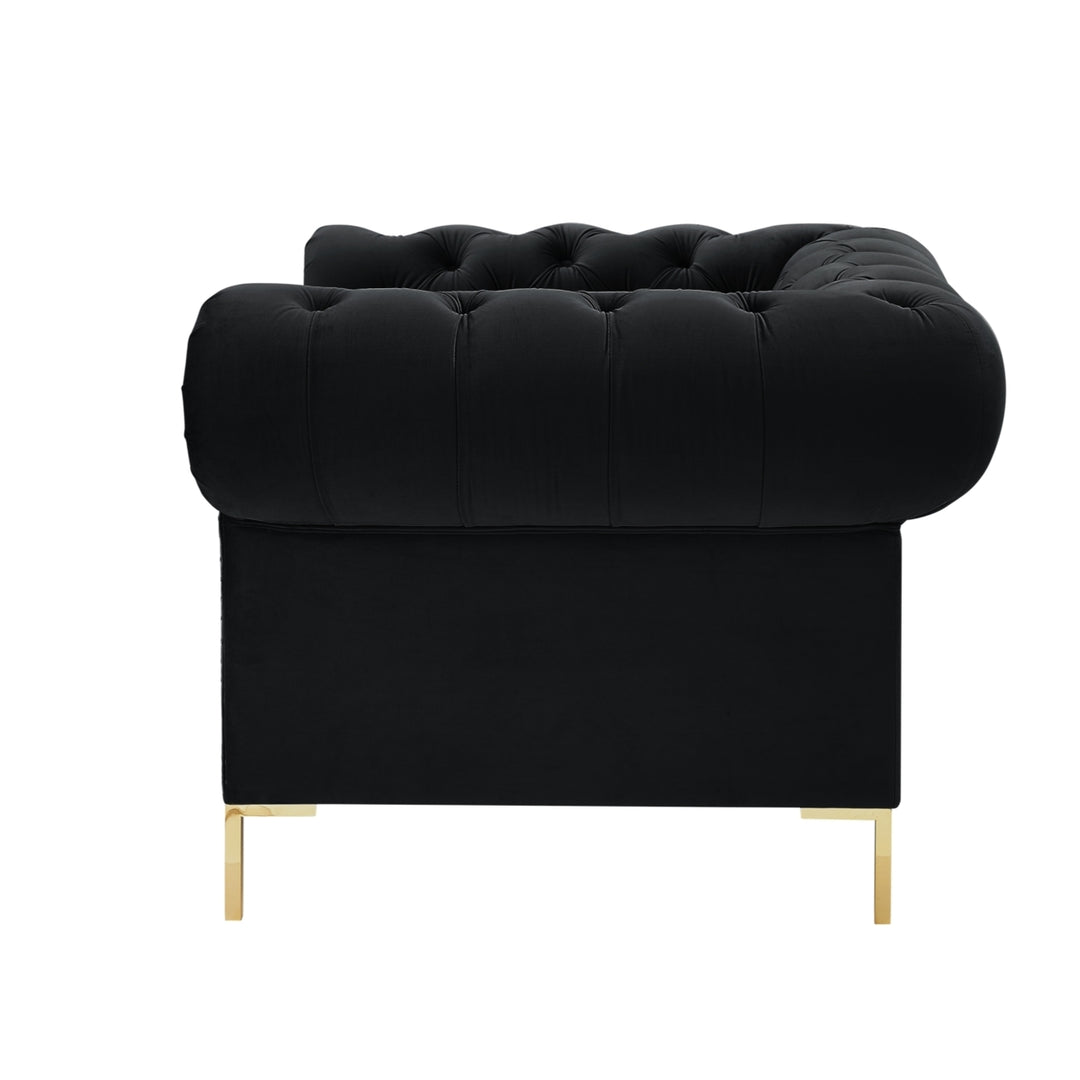 Abrianna Club Chair-Button Tufted-Gold Nailhead Trim, Sinuous Springs-Rolled Arms, Y-leg Image 6
