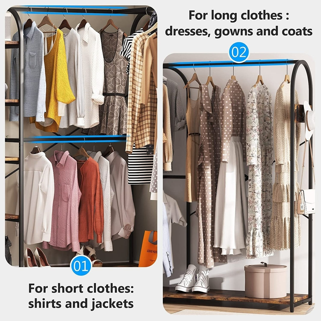 Tribesigns L Shape Clothes Rack, Corner Garment Rack with Storage Shelves and Hanging Rods, Space-Saving Large Open Image 5