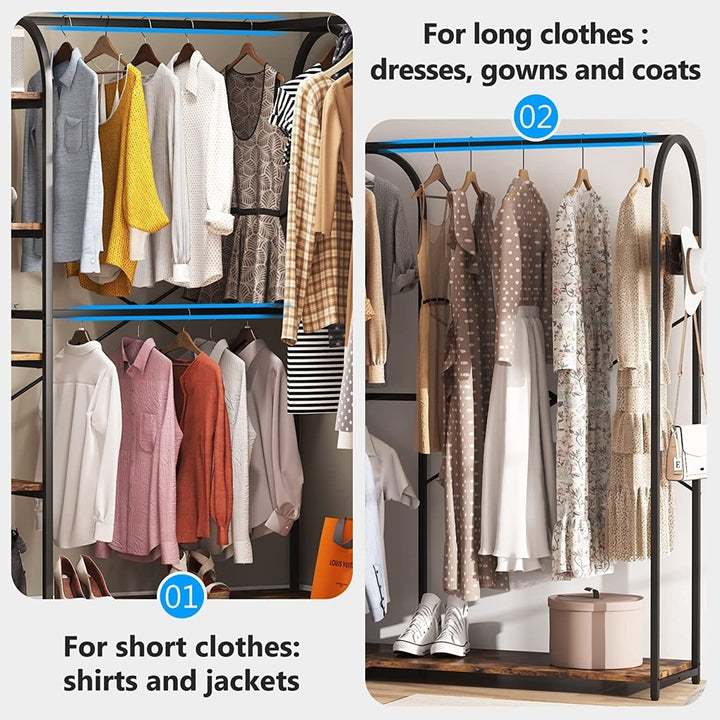 Tribesigns L Shape Clothes Rack, Corner Garment Rack with Storage Shelves and Hanging Rods, Space-Saving Large Open Image 5