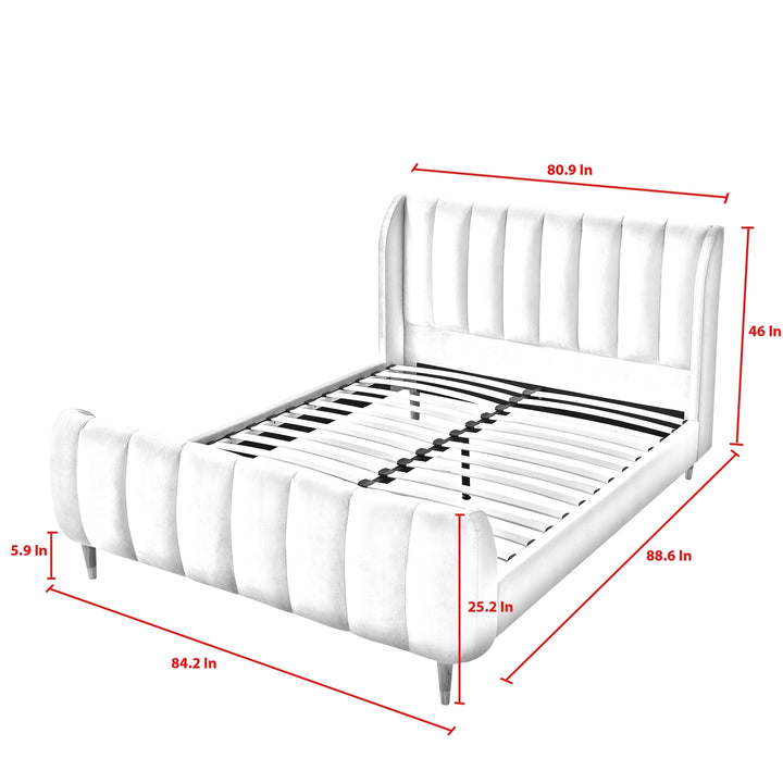 Sana Bed-Upholstered-Channel Tufted-Slats Included Image 10