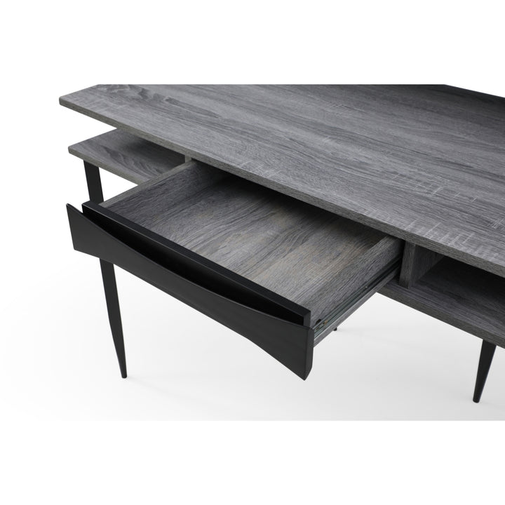 Colleen Desk-1 Storage Drawer-Side and Top Storage Shelves-Tapered Steel Tube Legs Image 6