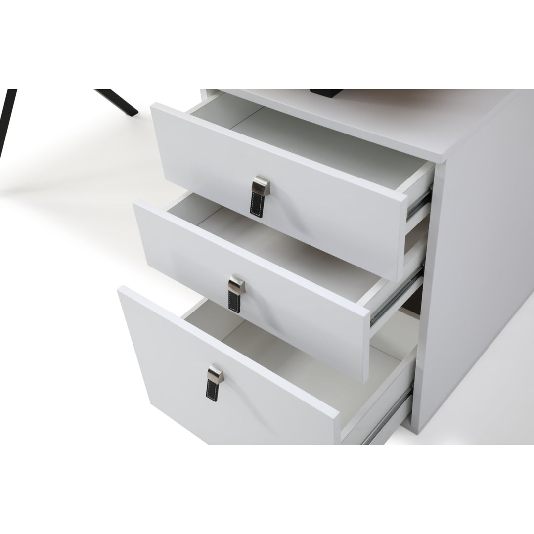 Nichole Desk-3 Storage Drawers-Leather Handles-Cable Management Image 6