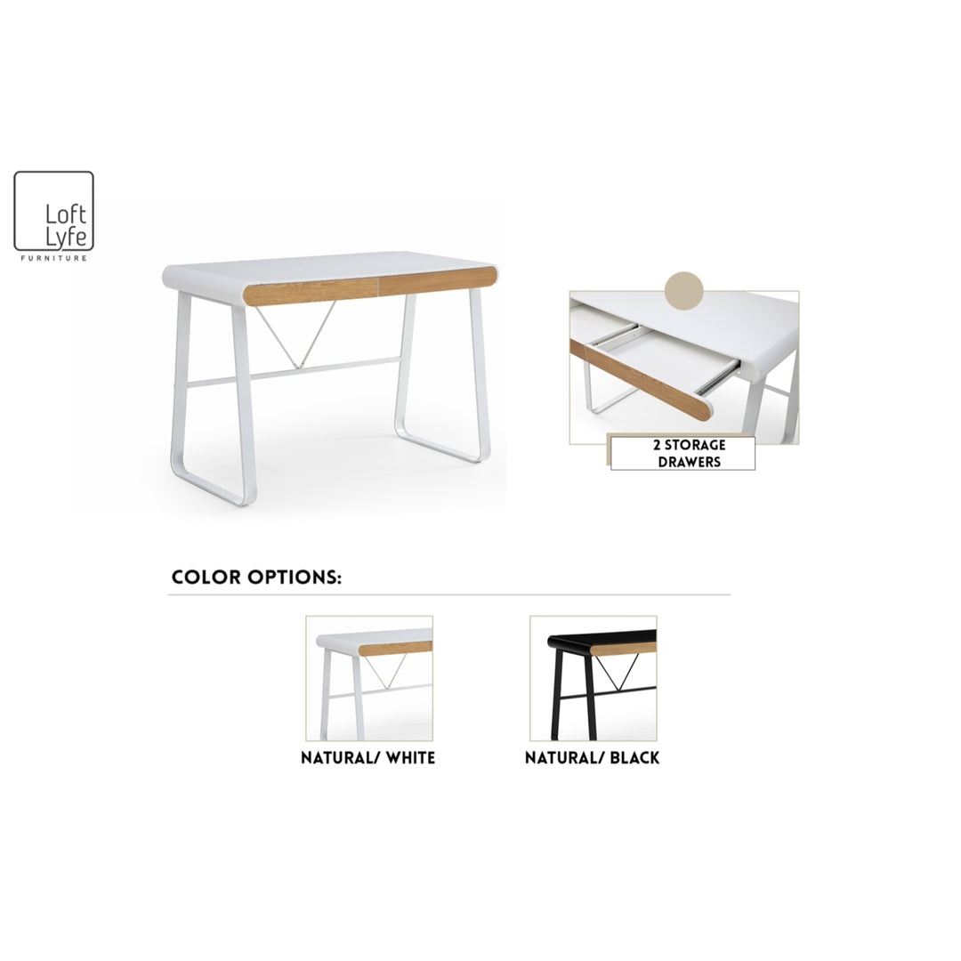 Graciela Desk-2 Storage Drawers-Geometric Leg Frame-Clean and Streamlined Design Image 6