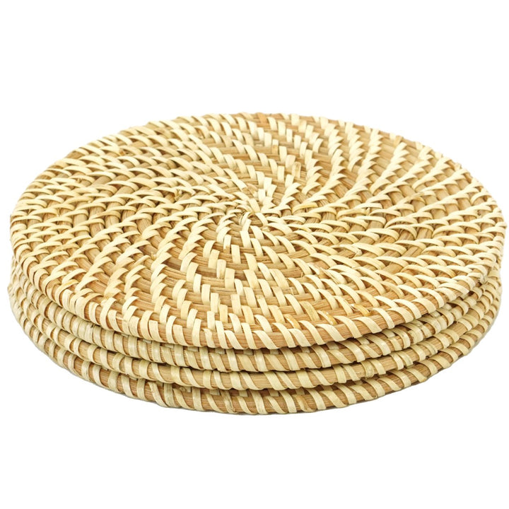 Set of 4 Decorative Round Natural Woven Handmade Rattan Placemats Image 5