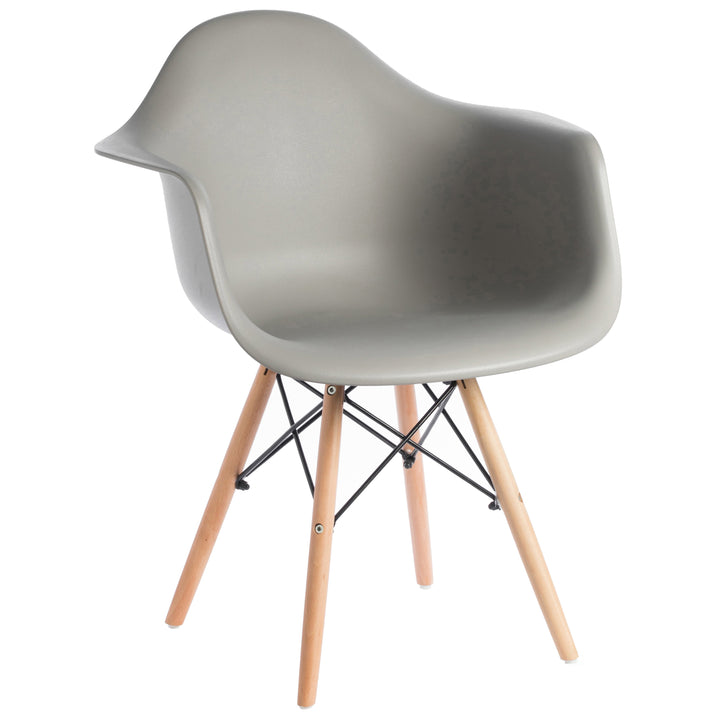 Mid-Century Modern Style Plastic DAW Shell Dining Arm Chair with Wooden Dowel Eiffel Legs Image 7