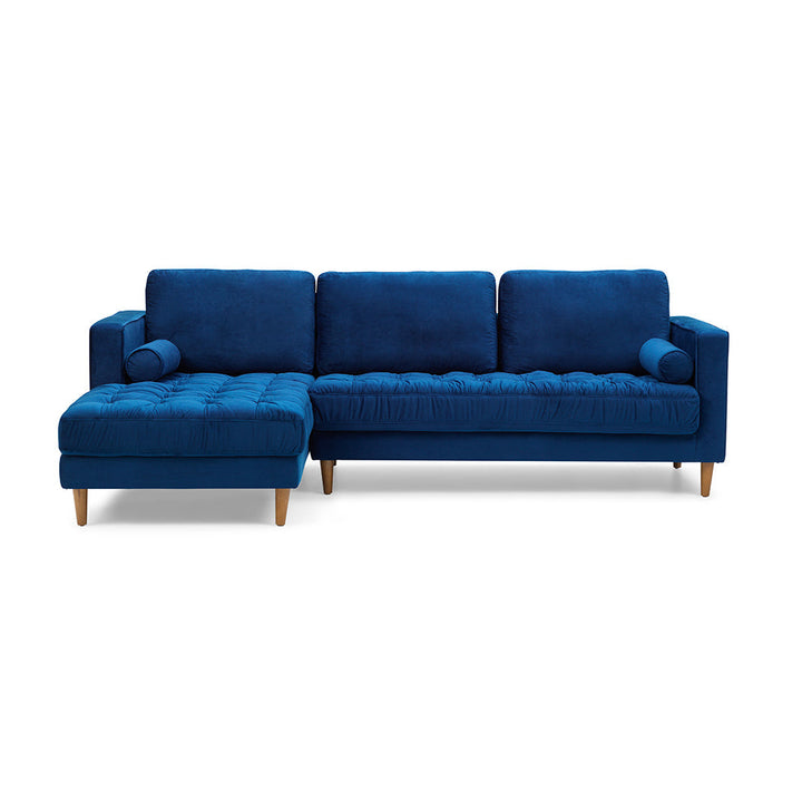 Bente Tufted Velvet Sectional Sofa - Blue Image 1