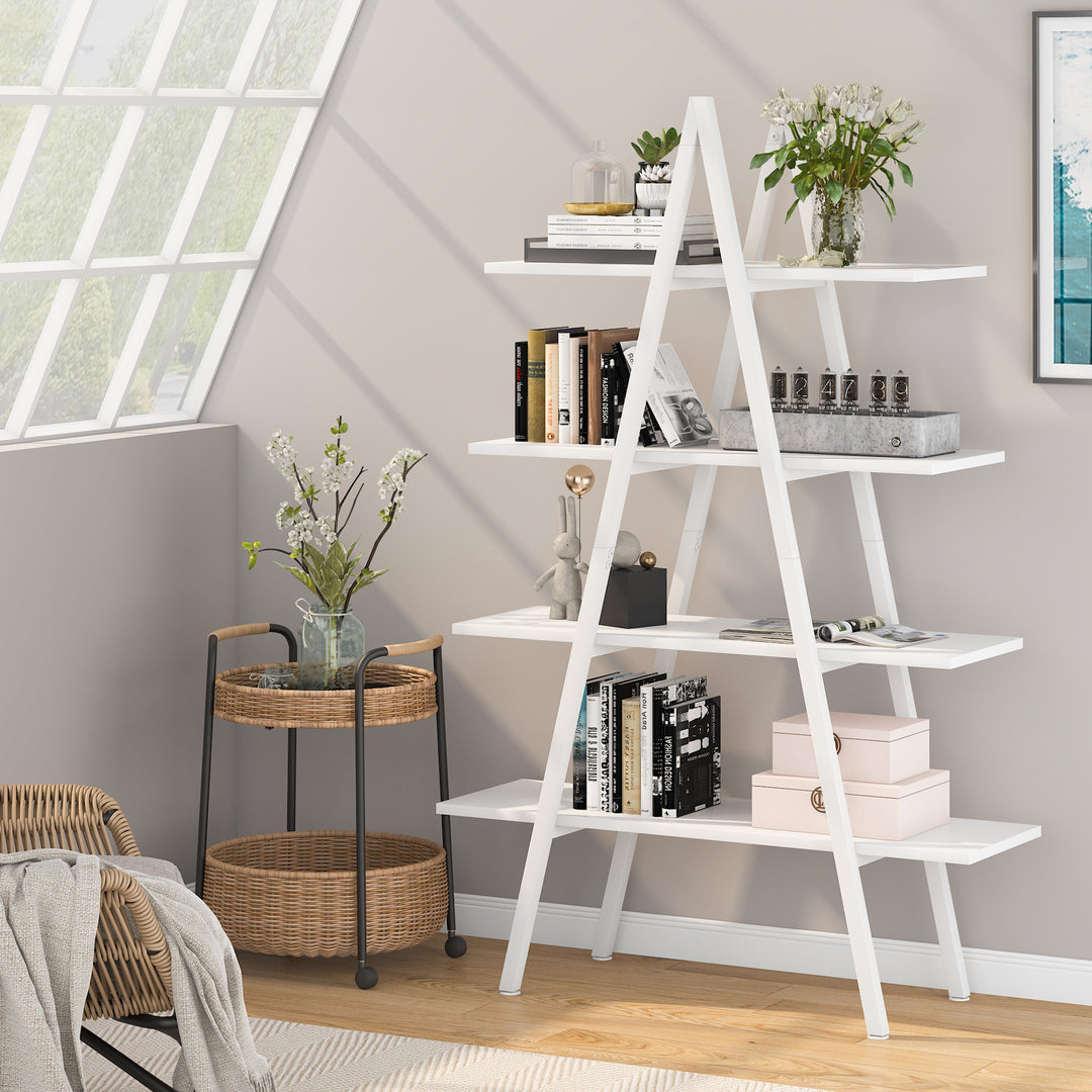 Tribesigns 4-Tier Bookshelf, A-Shaped Bookcase 4 Shelves Industrial Ladder Shelf Open Display Shelves Book Storage Image 7