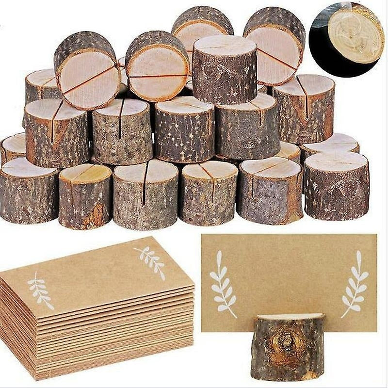 20pcs Wooden Place Card Holder Wedding Table Photo Name Stand Image 1