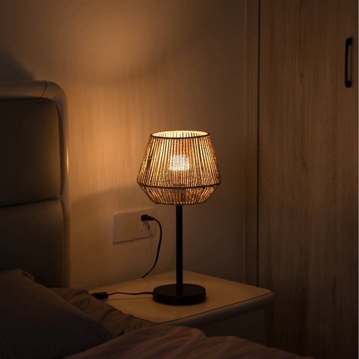 Creative Paper Rope Lamp with Plug in Cord On Off Switch for Bedroom, Living, Playroom and Entryway, Natural Image 5