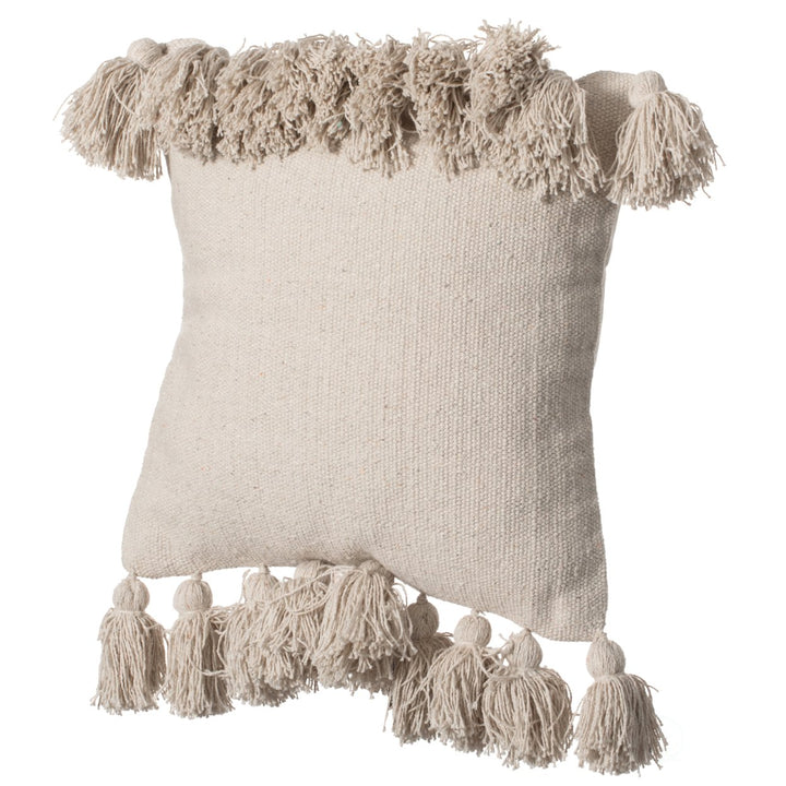 16" Handwoven Cotton Throw Pillow Cover Flat Natural Design Image 6