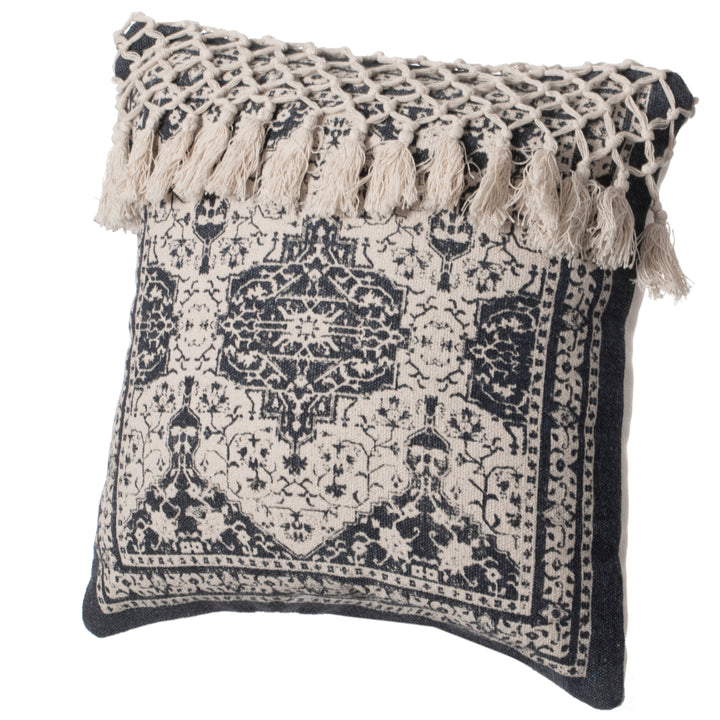 16" Handwoven Cotton Throw Pillow Cover with Traditional Pattern and Tasseled Top Image 5
