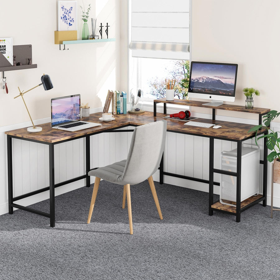 Tribesigns L-Shaped Desk, Corner Computer Desk with Monitor Stand Image 1
