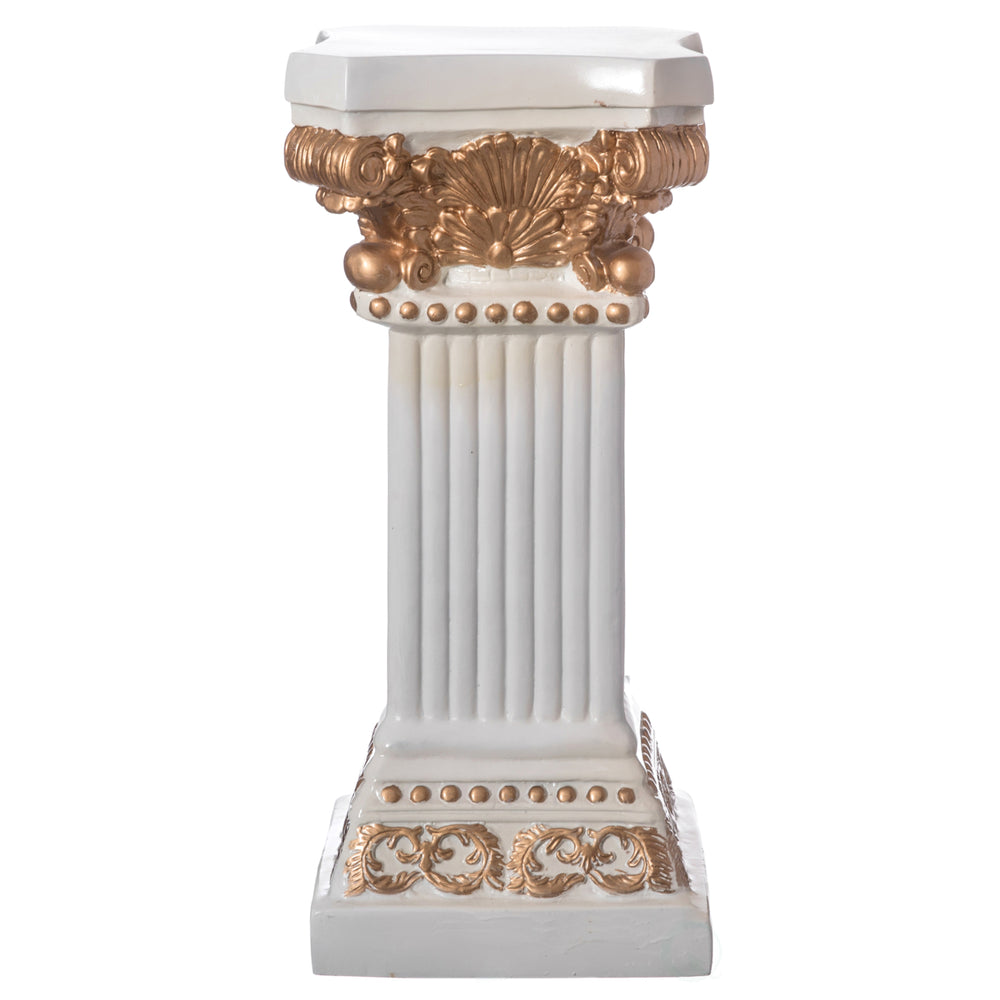 Fiberglass White and Gold Plinth Roman Style Column Ionic Piller Pedestal Vase Stand for Wedding or Party, Living Room, Image 2