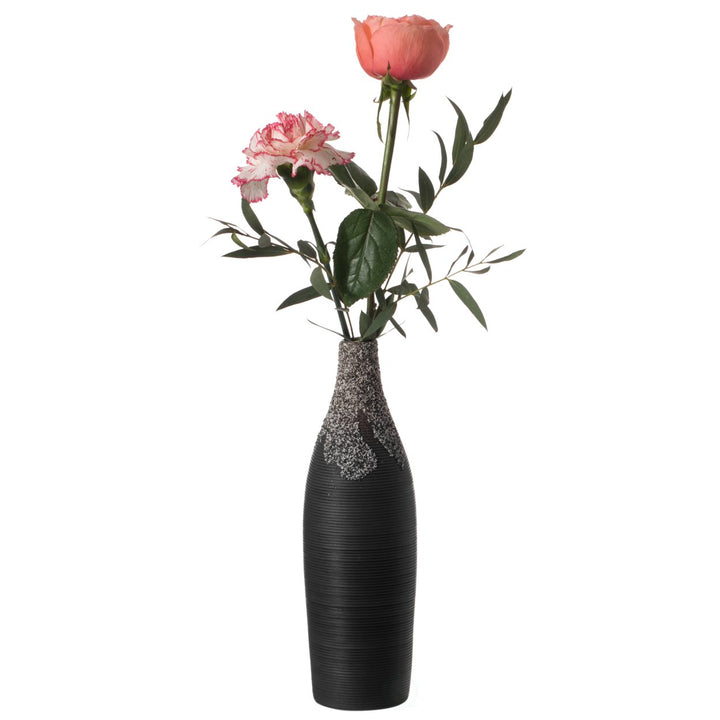 Modern Decorative Ceramic Table Vase Ripped Design Bottle Shape Flower Holder Image 3