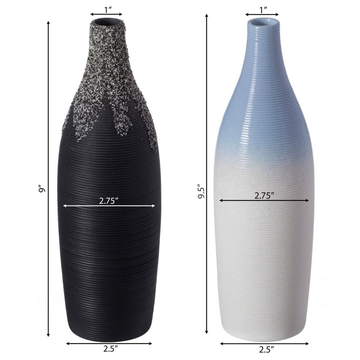 Modern Decorative Ceramic Table Vase Ripped Design Bottle Shape Flower Holder Image 6
